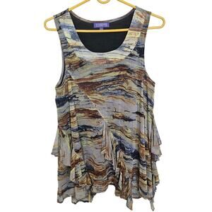 Vivienne Tam Top Vivienne Mesh Top Scoop Neck Top Ruffle Top Sleeveless Top L